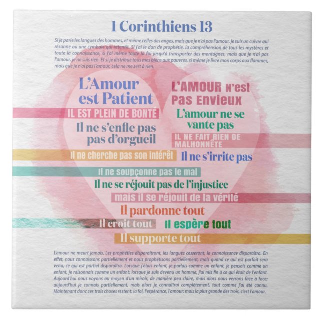 Carreau 1 Corinthiens 13, Hymne à l’Amour (Devant)