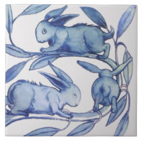 1 de 2 Repro Wm De Morgan Running Rabbits (droite)
