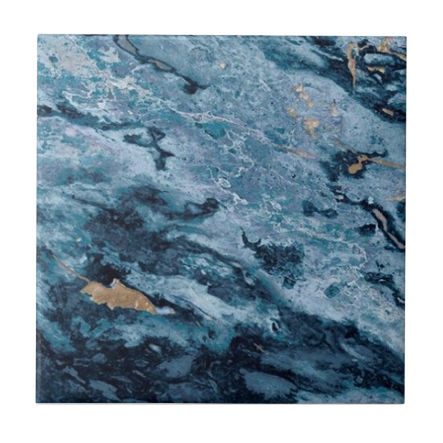 Carreau 1 de 3 Cobalt Blue Gold Vein Faux Granite (Devant)