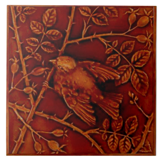Carreau 1 des 2 oiseaux de Repro Minton Faux Relief Majoli (Devant)