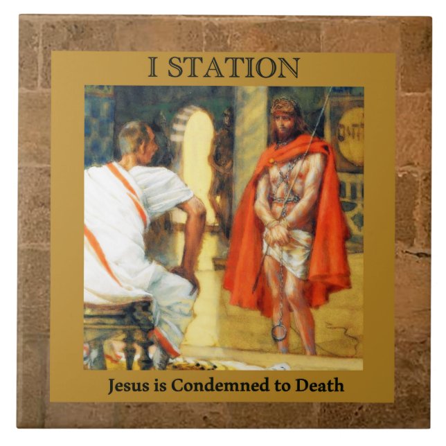 Carreau 1. Jésus condamné à mort Station 1 Tuile (Devant)