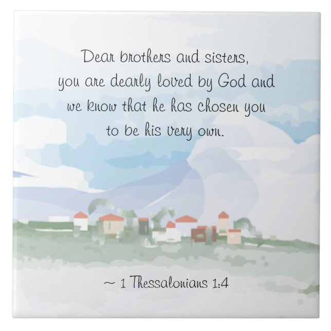 Carreau 1 Thessaloniciens 1:4 Tu es Dearly Lové par Dieu (Devant)