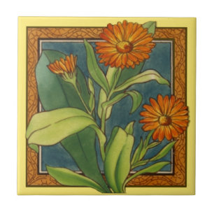 Carreau 1de 8 antiquités repro vers 1880 Floral Maw