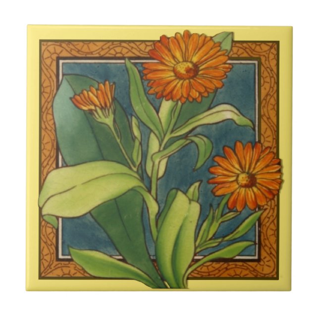 Carreau 1de 8 antiquités repro vers 1880 Floral Maw (Devant)