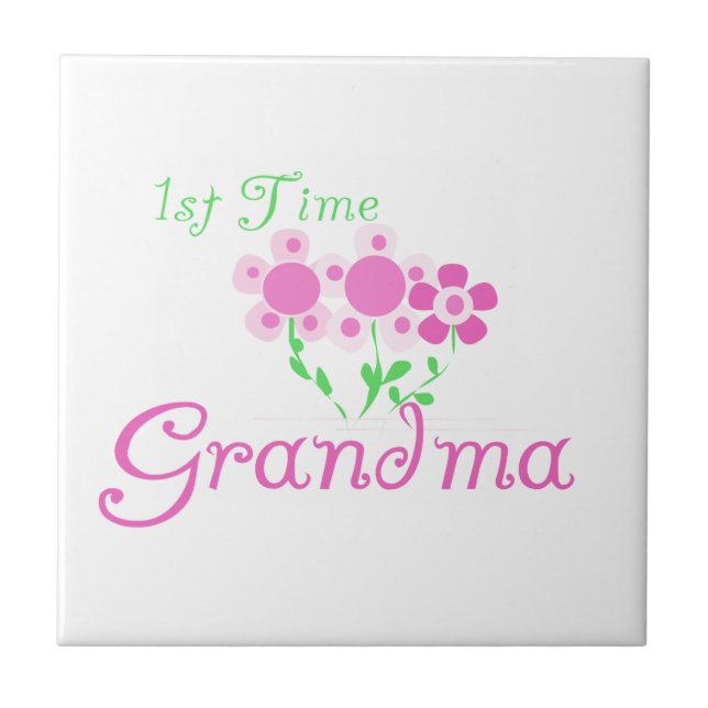 Carreau 1ère fois Grandma Fleurs roses cadeaux (Devant)