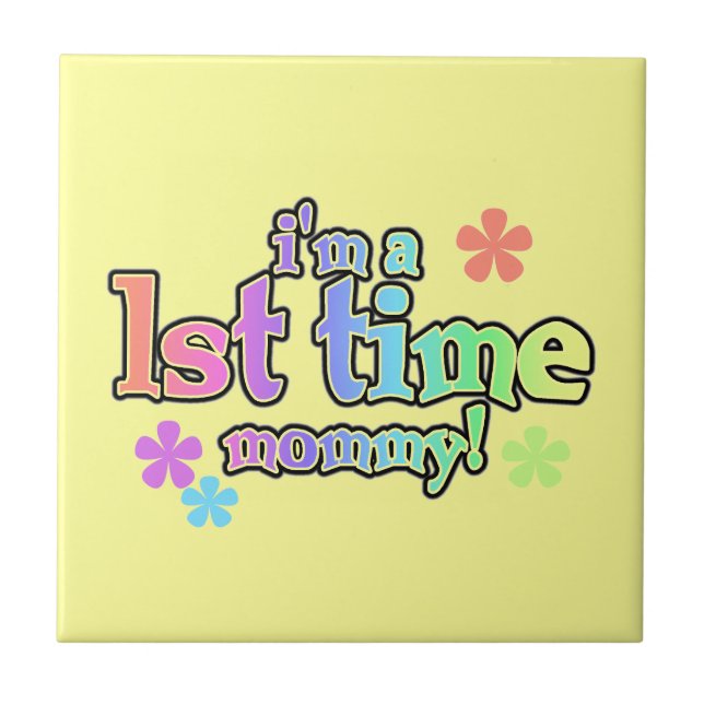 Carreau 1ère fois Mommy Rainbow Text Cadeaux (Devant)