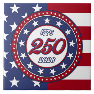 Carreau 250e anniversaire d'Amérique avec le drapeau des É