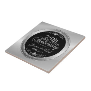 Carreau 25e anniversaire du Mariage Black & Silver
