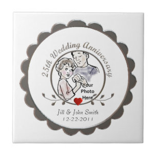 Carreau 25ème Tuile d'anniversaire de mariage