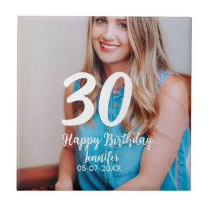 Carreau 30e anniversaire ajouter nom date année photo blan