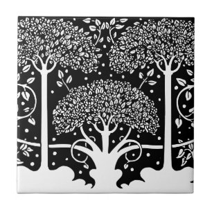 Carreau 3 Arbres Art Nouveau Beardsley noir et blanc
