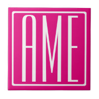 3 Initiales Monogramme | Blanc sur rose chaud