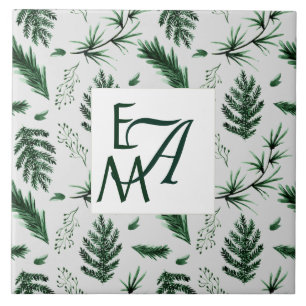 Carreau 3 Monogramme Forêt Vert Feuilles Décor Maison nouv