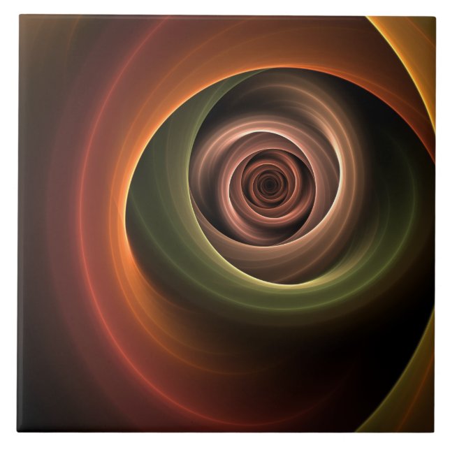 Carreau 3D Spirale Abstraite couleurs chaudes Art fractal  (Devant)