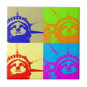 Carreau 4 Couleur Pop Art Lady Liberty