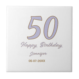 Carreau 50e anniversaire ajouter nom date année mode viole