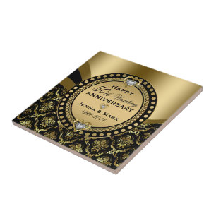 Carreau 50e anniversaire du Mariage Damas noir et or