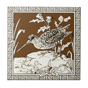 Carreau #5 de 12 Repro 1880 Série d'oiseaux de Minton Moc