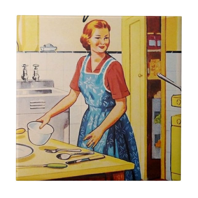 Carreau 60s Dame dans la cuisine l Retro (Devant)