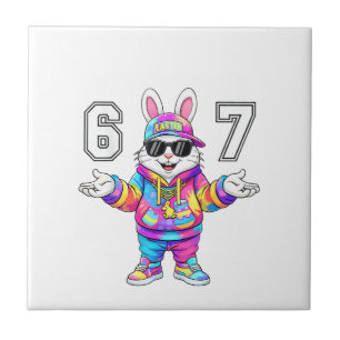 Carreau 67 Six Seven Bunny Tie Dye Easter Day 67 Mème Homm