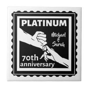 Carreau 70e anniversaire du mariage platine bleu tradition