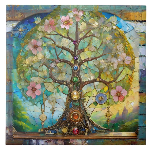 Carreau 7 Chakra Fleurissant Arbre De Vie (Devant)