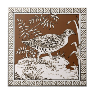 Carreau #8 de 12 Repro 1880 Série d'oiseaux de Minton Moch