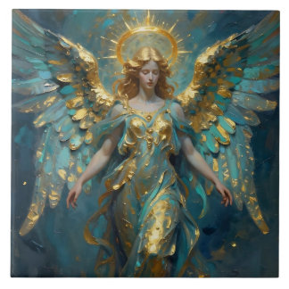 Carreau A Beautiful Gold and Turquoise Angel 