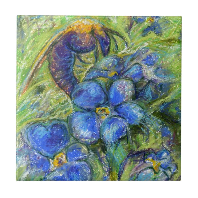 Carreau A Bee & Forget-me-not Flowers (Devant)