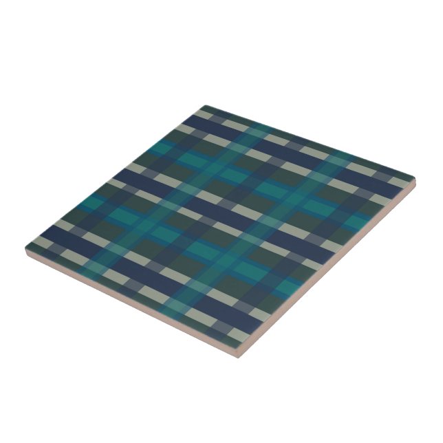 Carreau à damiers Plaid Bleu Vert Violet Et Turquoise (Côté)