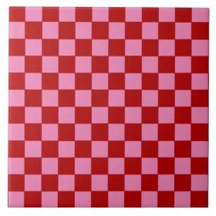 Carreau à damiers rouge et rose chaud