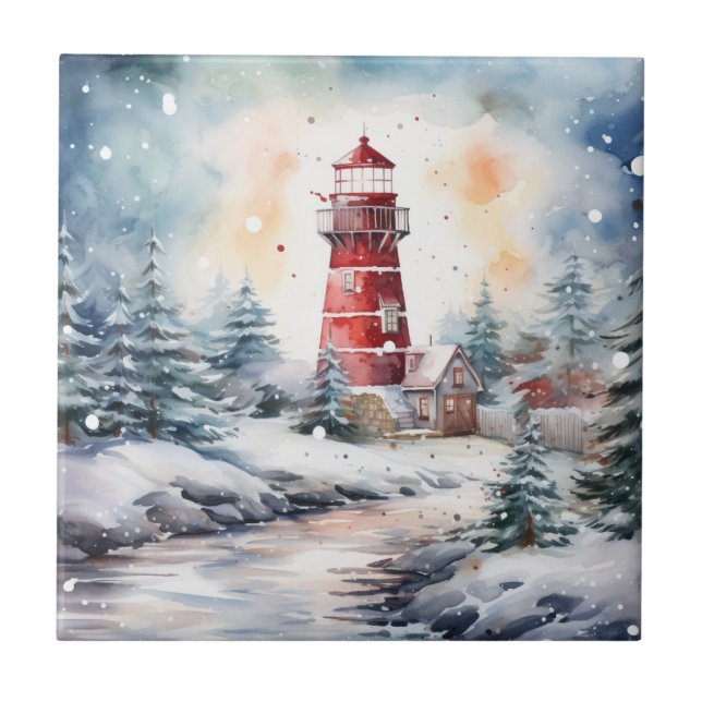 Carreau A Lighthouse in Winter (Devant)