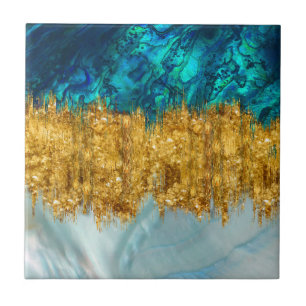 Carreau Abalone, Pearl et or texture mixte média abstrait