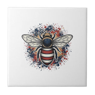 Carreau Abeille patriotique gravure vintage design vectori
