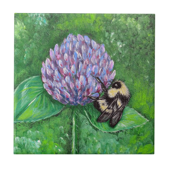 Carreau Abeille sur la peinture du trèfle pourpre (Devant)