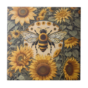 Carreau Abeille vintage et tournesol