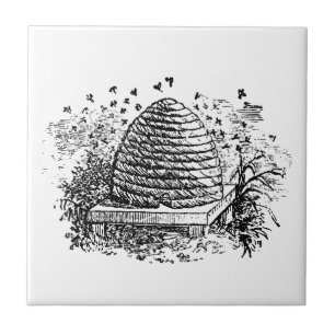 Carreau Abeilles de miel de ruche vintage