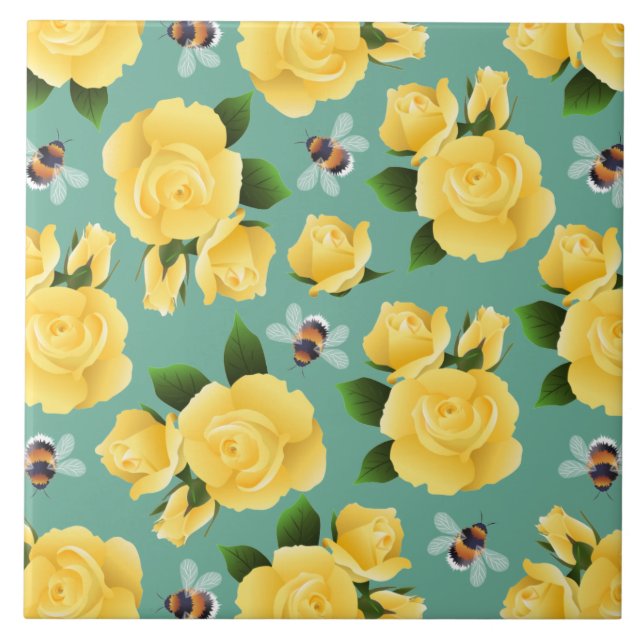 Carreau Abeilles Et Roses (Devant)