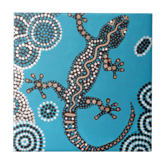 Carreau Aboriginal sorte, Gecko, peinture de point,