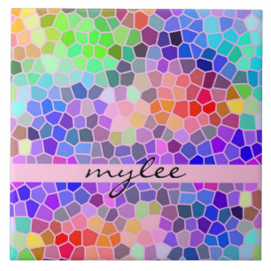 Carreau Abrégé sur coloré monogramme de rose d'arc-en-c