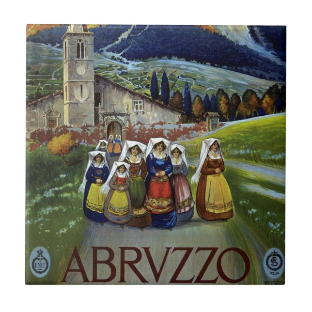 Carreau Abruzzes Italie Poster Vintage voyage Art avec fem (Devant)