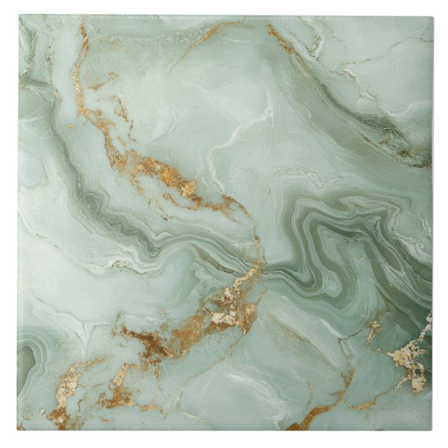 Carreau Abstract Marble Sage Green (Devant)
