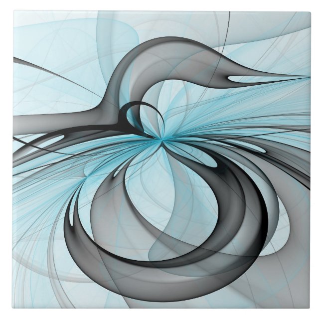 Carreau Abstrait Anthracite Gris Bleu Moderne Fractage Art (Devant)