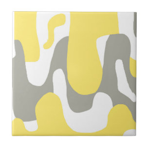 Carreau Abstrait Art jaune gris blanc Pastel
