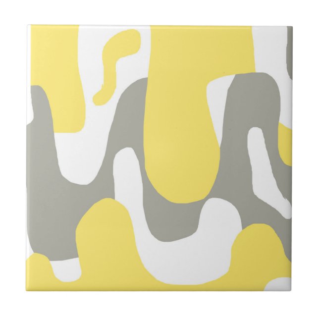 Carreau Abstrait Art jaune gris blanc Pastel (Devant)