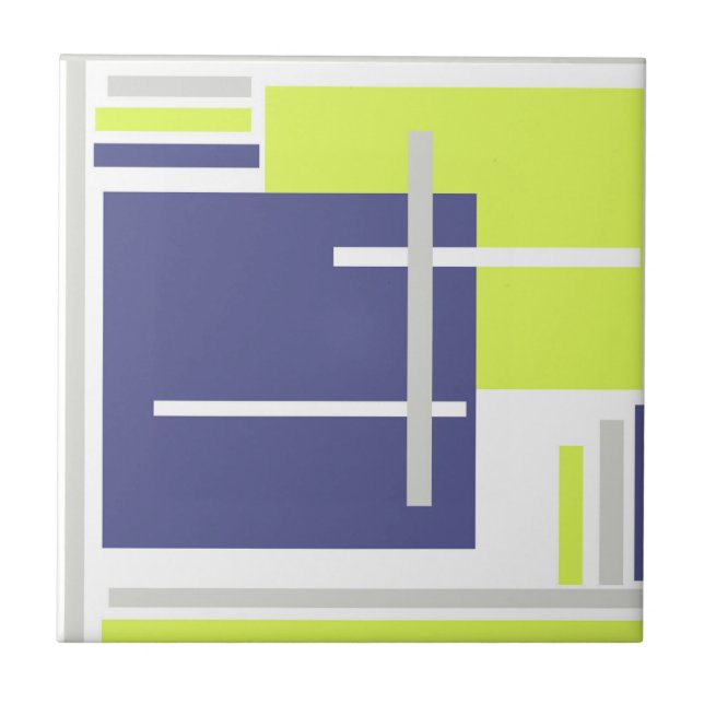 Carreau Abstrait Art Lavande Bleu Jaune Blanc (Devant)