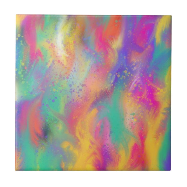 Carreau Abstrait Colorful swash acrylique rose Turquoise j (Devant)