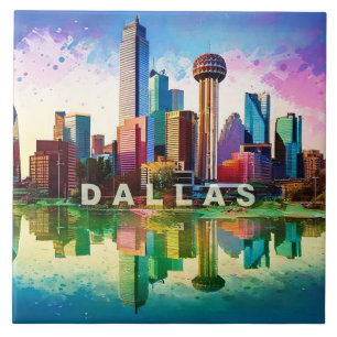 Carreau Abstrait Dallas Skyline Art Moderne Cityscape