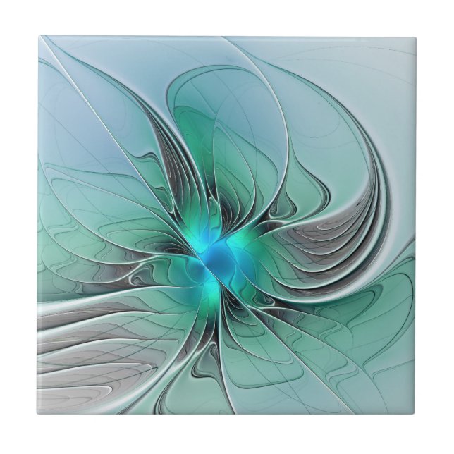 Carreau Abstrait De Bleu, Art Fractal Moderne (Devant)