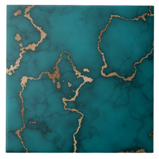 Carreau Abstrait de marbre vert Cyan Gold